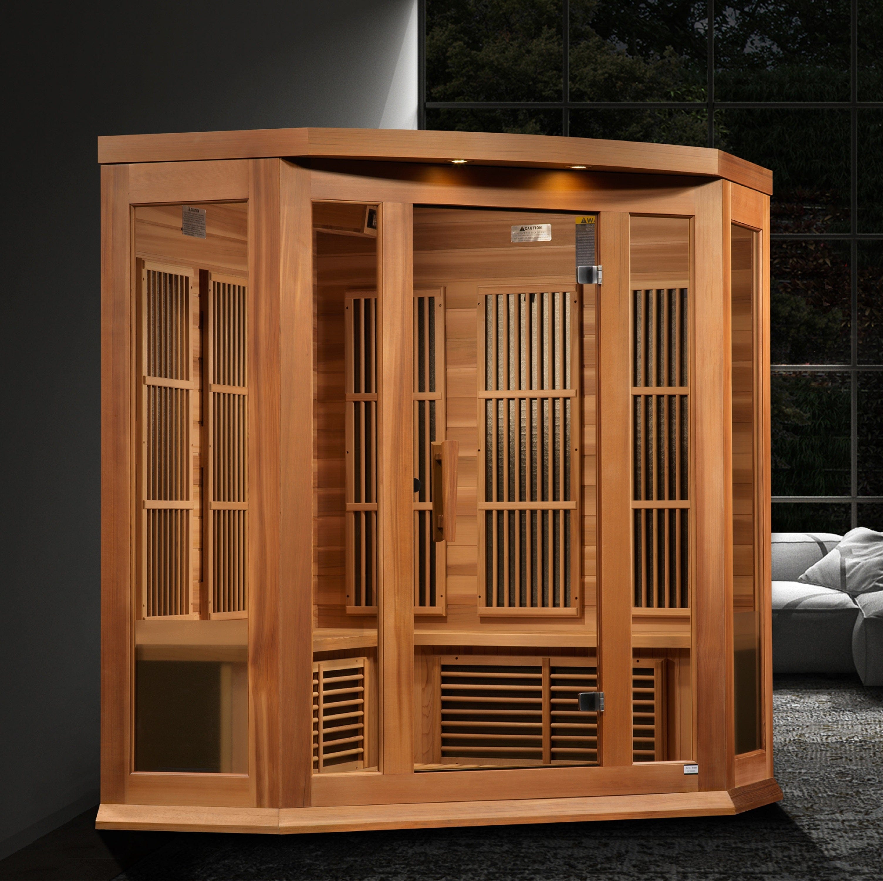 Maxxus Saunas Sauna Maxxus 3-Person Corner Near Zero EMF FAR Infrared Sauna Canadian Red Cedar MX-K356-01-ZF CED