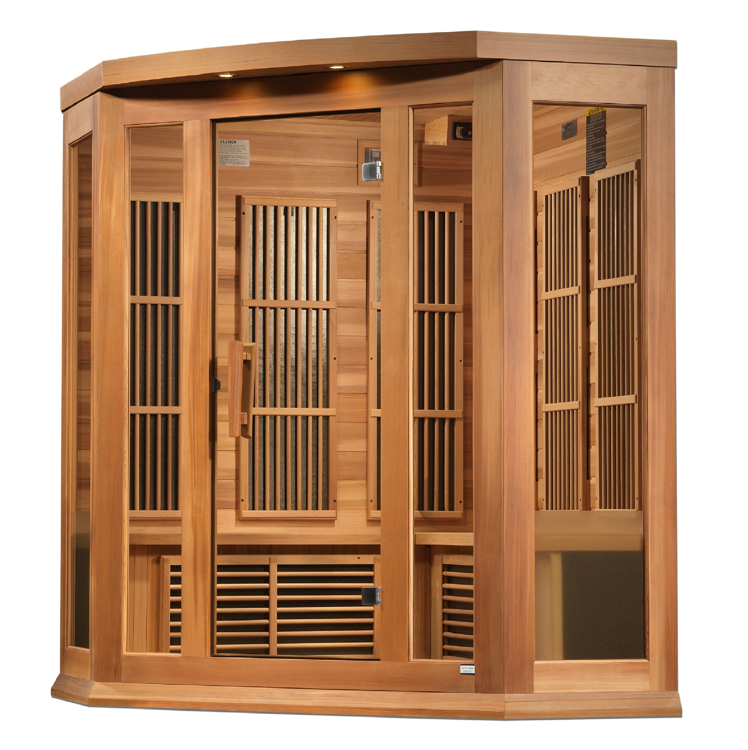 Maxxus Saunas Sauna Maxxus 3-Person Corner Near Zero EMF FAR Infrared Sauna Canadian Red Cedar MX-K356-01-ZF CED