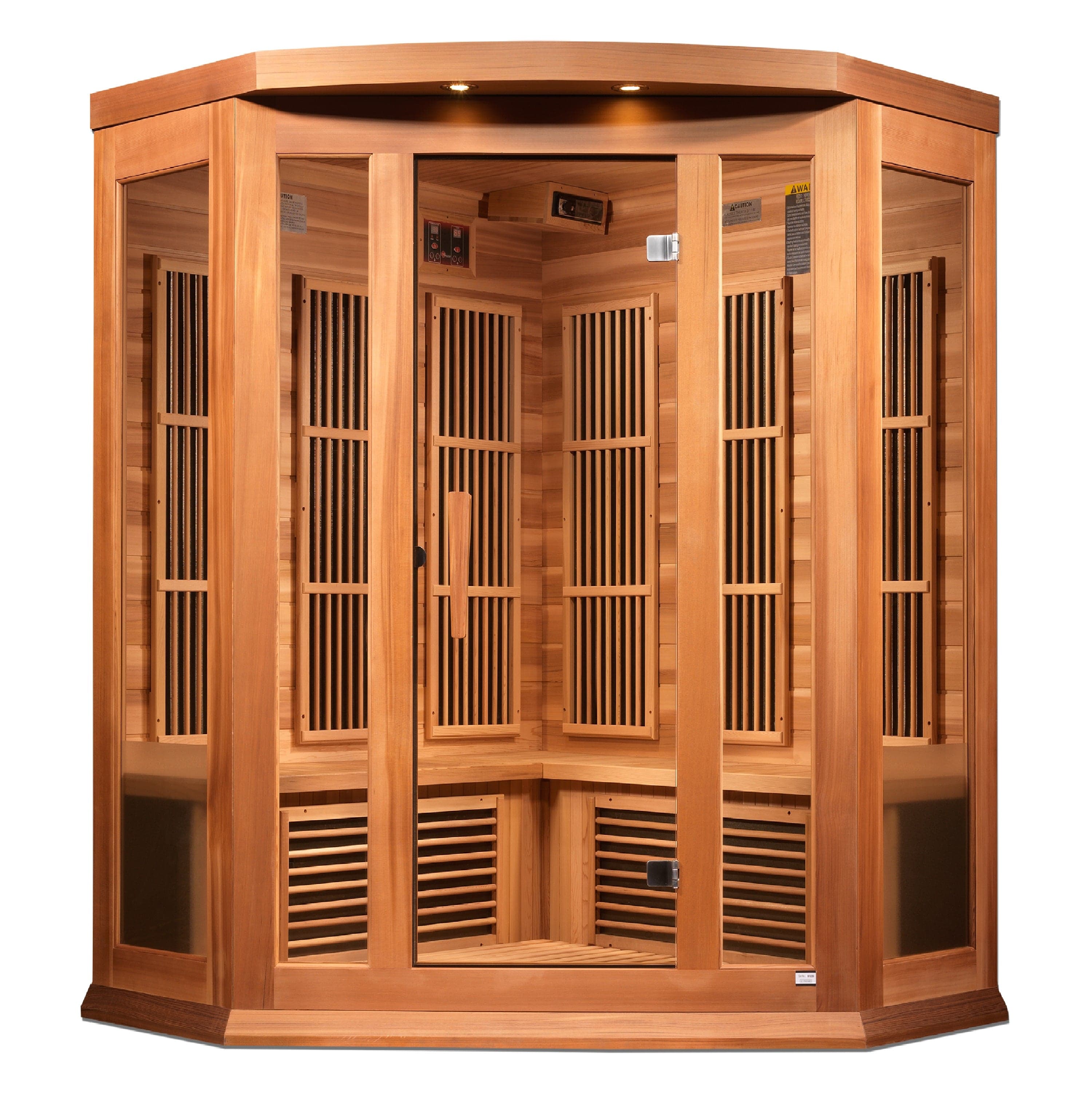 Maxxus Saunas Sauna Maxxus 3-Person Corner Near Zero EMF FAR Infrared Sauna Canadian Red Cedar MX-K356-01-ZF CED