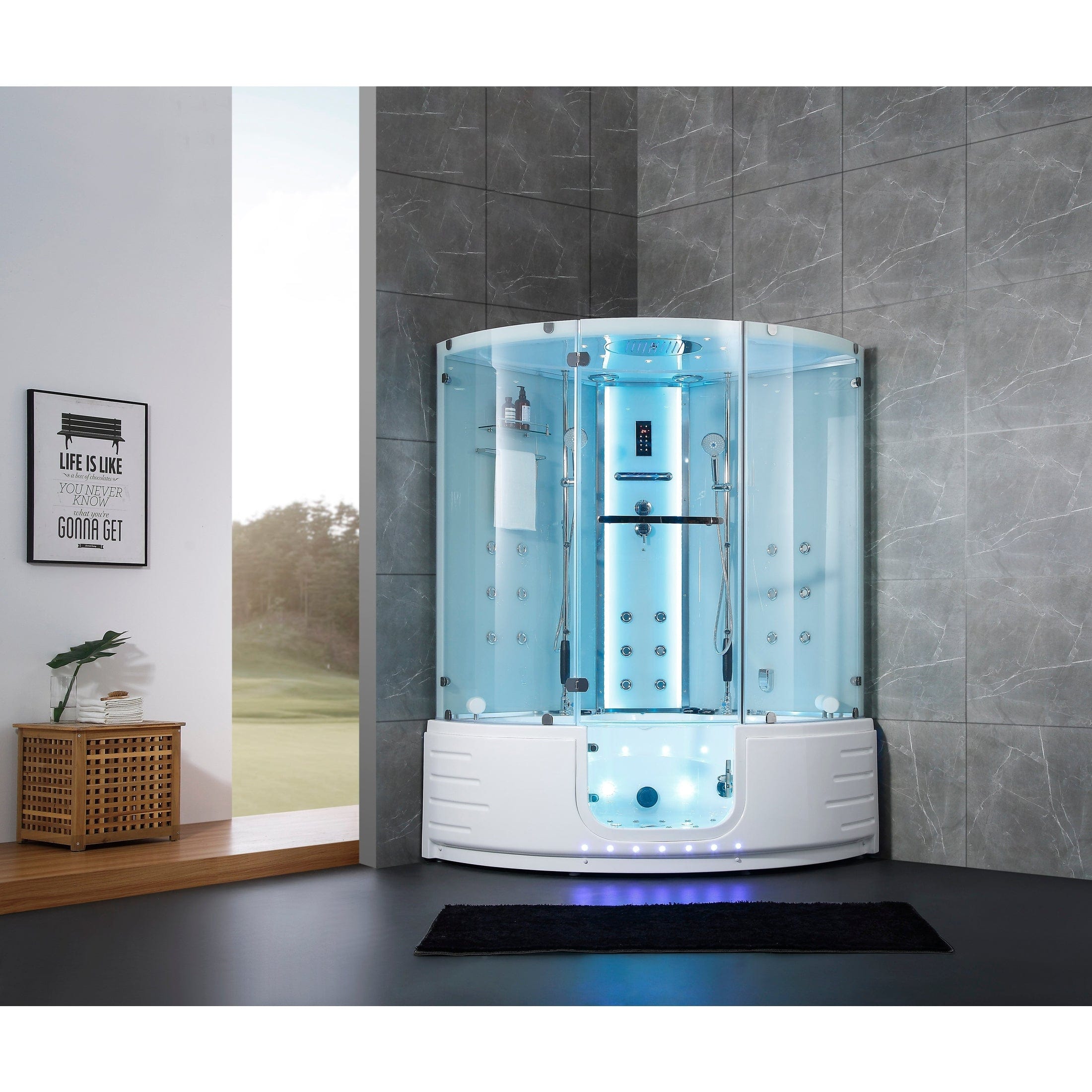 Maya Bath Steam Shower Maya Bath Platinum Comfort Walk-In Steam Shower