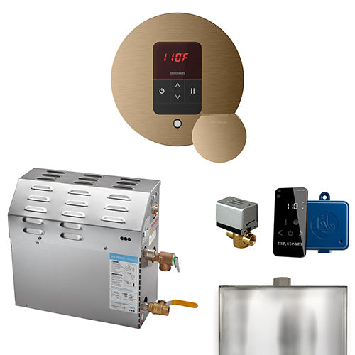 Mr. Steam 240V/ 1PH (Home Use) / Round / Brushed Bronze Mr. Steam MS iTempo 5kW Steam Generator Package w/ Accessories