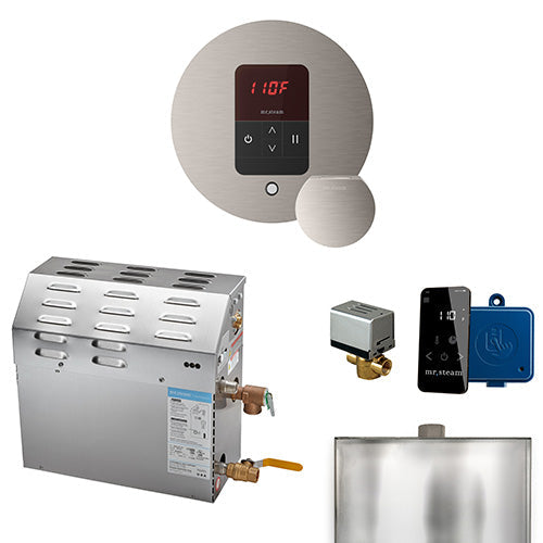 Mr. Steam 240V/ 1PH (Home Use) / Round / Brushed Nickel Mr. Steam MSSUPER iTempo 15kW Steam Generator Package w/ Accessories