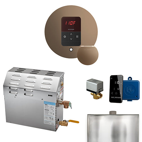 Mr. Steam 240V/ 1PH (Home Use) / Round / Nouveau Bronze Mr. Steam MS iTempo 5kW Steam Generator Package w/ Accessories