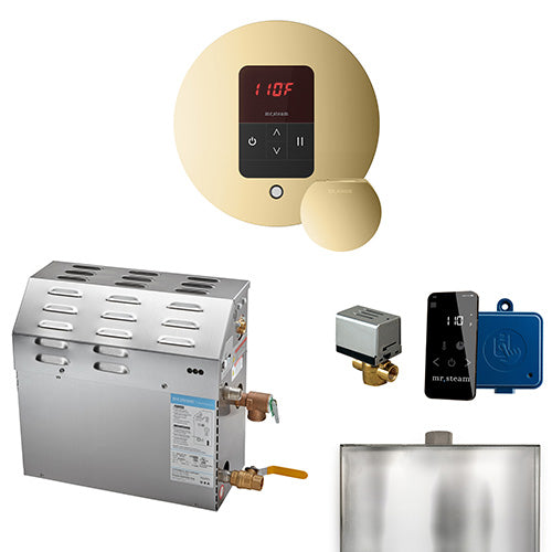 Mr. Steam 240V/ 1PH (Home Use) / Round / Polished Brass Mr. Steam MS iTempo 5kW Steam Generator Package w/ Accessories