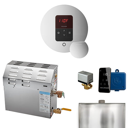 Mr. Steam 240V/ 1PH (Home Use) / Round / Polished Chrome Mr. Steam MSSUPER iTempo 12kW Steam Generator Package w/ Accessories