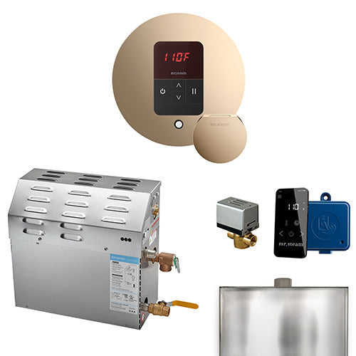 Mr. Steam 240V/ 1PH (Home Use) / Round / Polished Gold Mr. Steam MSSUPER iTempo 15kW Steam Generator Package w/ Accessories