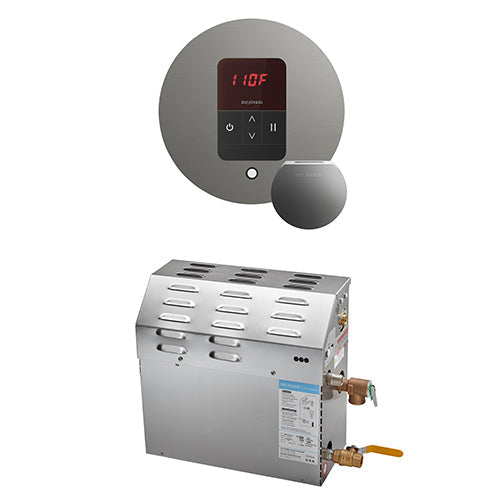 Mr. Steam 240V/ 1PH (Home Use) / Round / Satin Steel Mr. Steam MS iTempo 7.5kW Steam Generator Package