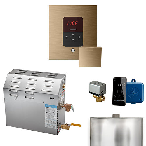 Mr. Steam 240V/ 1PH (Home Use) / Square / Brushed Bronze Mr. Steam MS iTempo 6kW Steam Generator Package w/ Accessories