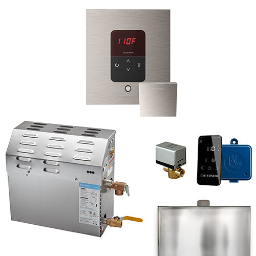 Mr. Steam 240V/ 1PH (Home Use) / Square / Brushed Nickel Mr. Steam MS iTempo 5kW Steam Generator Package w/ Accessories