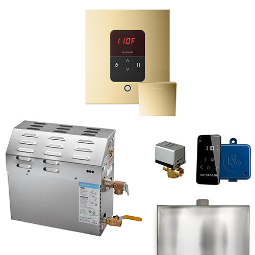 Mr. Steam 240V/ 1PH (Home Use) / Square / Polished Brass Mr. Steam MS iTempo 5kW Steam Generator Package w/ Accessories