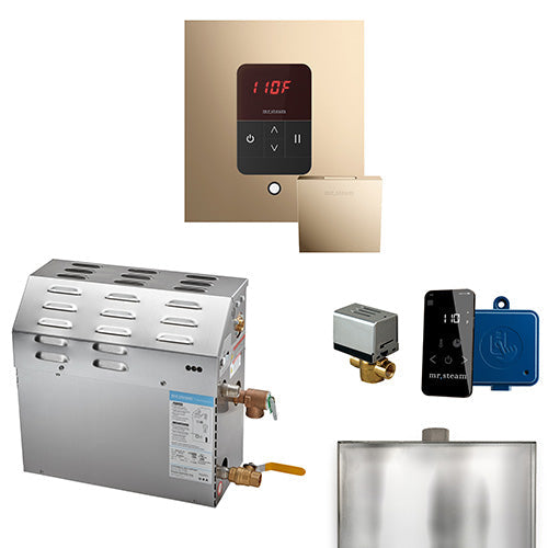 Mr. Steam 240V/ 1PH (Home Use) / Square / Polished Gold Mr. Steam MSSUPER iTempo 10kW Steam Generator Package w/ Accessories