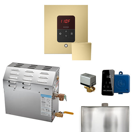 Mr. Steam 240V/ 1PH (Home Use) / Square / Satin Brass Mr. Steam MS iTempo 5kW Steam Generator Package w/ Accessories