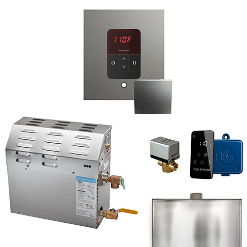 Mr. Steam 240V/ 1PH (Home Use) / Square / Satin Steel Mr. Steam MS iTempo 9kW Steam Generator Package w/ Accessories