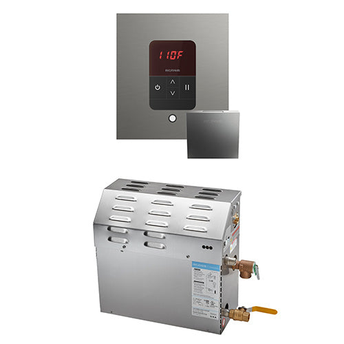 Mr. Steam 240V/ 1PH (Home Use) / Square / Satin Steel Mr. Steam MSSUPER iTempo 10kW Steam Generator Package
