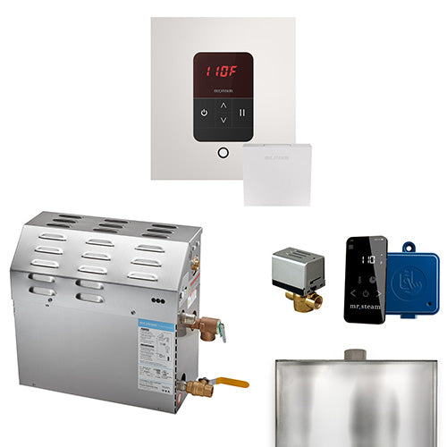 Mr. Steam 240V/ 1PH (Home Use) / Square / White Mr. Steam MS iTempo 9kW Steam Generator Package w/ Accessories