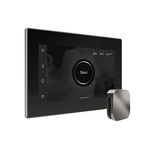 Mr. Steam Black Fascia / Brilliant Black Mr. Steam iSteamX Steam Shower Control and Aroma Glass SteamHead