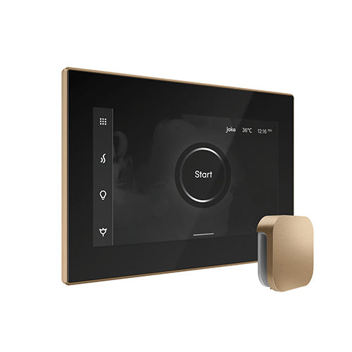 Mr. Steam Black Fascia / Brushed Bronze Mr. Steam iSteamX Steam Shower Control and Aroma Glass SteamHead