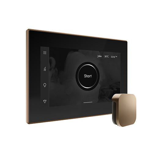Mr. Steam Black Fascia / Noveau Bronze Mr. Steam iSteamX Steam Shower Control and Aroma Glass SteamHead