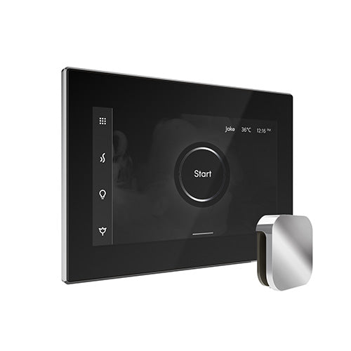 Mr. Steam Black Fascia / Polished Chrome Mr. Steam iSteamX Steam Shower Control and Aroma Glass SteamHead