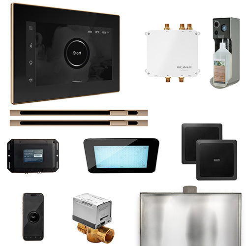 Mr. Steam Black Fascia / Polished Gold Mr. Steam Bliss MAX Linear Steam Control Package