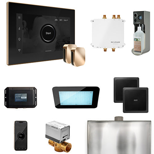 Mr. Steam Black Fascia / Polished Gold Mr. Steam Bliss MAX Steam Control Package