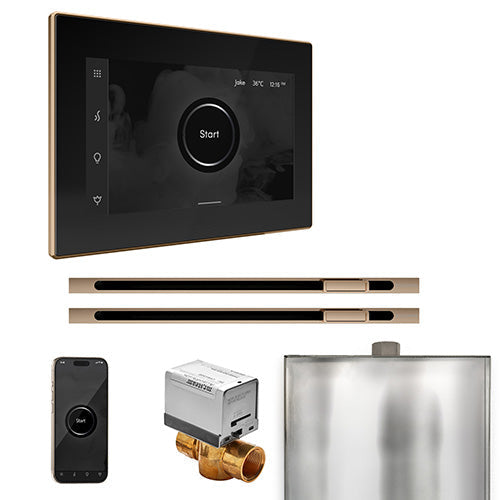 Mr. Steam Black Fascia / Polished Gold Mr. Steam XButler Max Linear Control Package