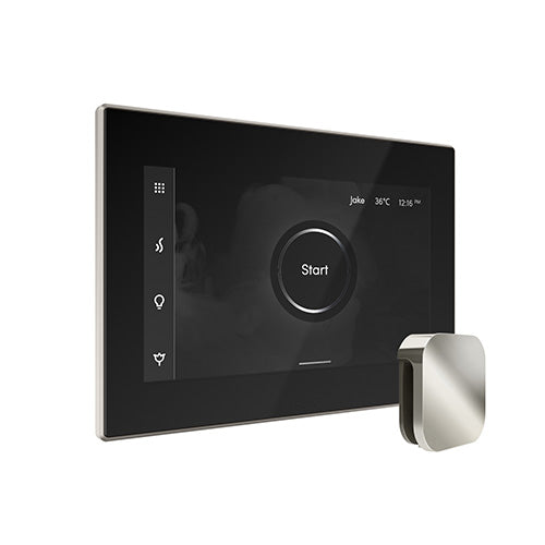 Mr. Steam Black Fascia / Polished Nickel Mr. Steam iSteamX Steam Shower Control and Aroma Glass SteamHead