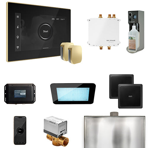 Mr. Steam Black Fascia / Satin Brass Mr. Steam Bliss MAX Steam Control Package