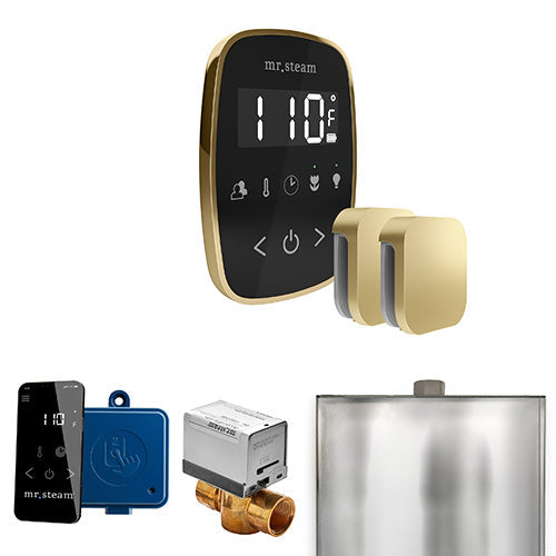 Mr. Steam Black Fascia / Satin Brass Mr.Steam ButlerFlex Max Steam Shower Control Package
