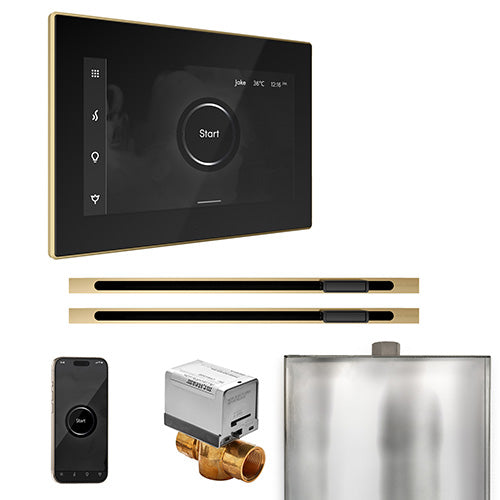 Mr. Steam Black Fascia / Satin Brass Mr. Steam XButler Max Linear Control Package