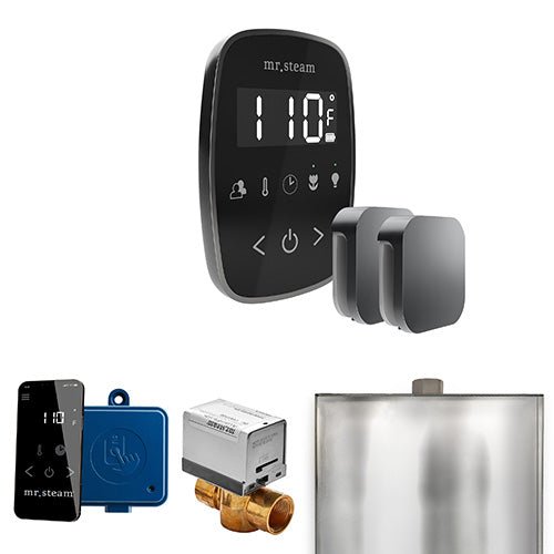 Mr. Steam Black Fascia / Satin Steel Mr.Steam ButlerFlex Max Steam Shower Control Package