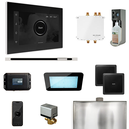 Mr. Steam Black Fascia / White Mr. Steam Bliss Linear Steam Control Package