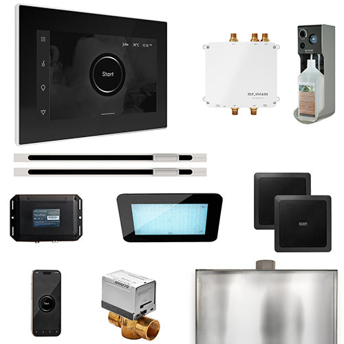 Mr. Steam Black Fascia / White Mr. Steam Bliss MAX Linear Steam Control Package