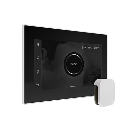 Mr. Steam Black Fascia / White Mr. Steam iSteamX Steam Shower Control and Aroma Glass SteamHead