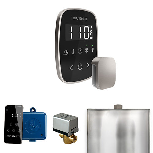 Mr. Steam Brushed Nickel / Black Fascia Mr.Steam ButlerFlex Steam Shower Control Package