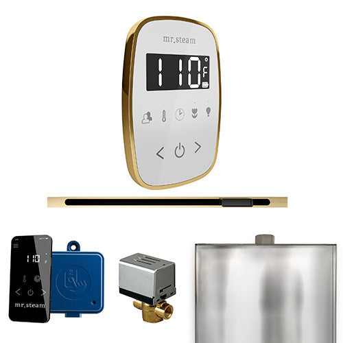 Mr. Steam Polished Brass / White Fascia Mr.Steam ButlerFlex Linear Steam Shower Control Package