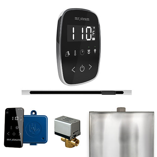 Mr. Steam Polished Chrome / Black Fascia Mr.Steam ButlerFlex Linear Steam Shower Control Package
