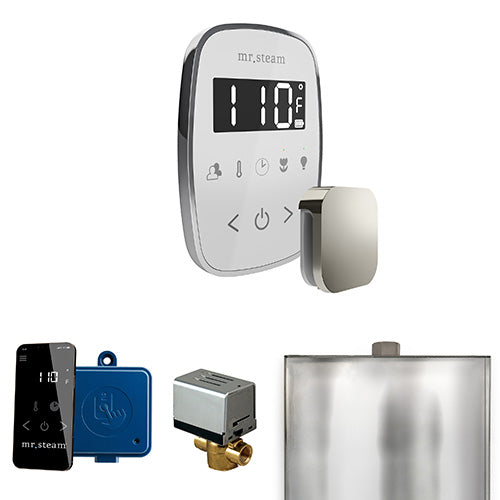 Mr. Steam Polished Chrome / White Fascia Mr.Steam ButlerFlex Steam Shower Control Package