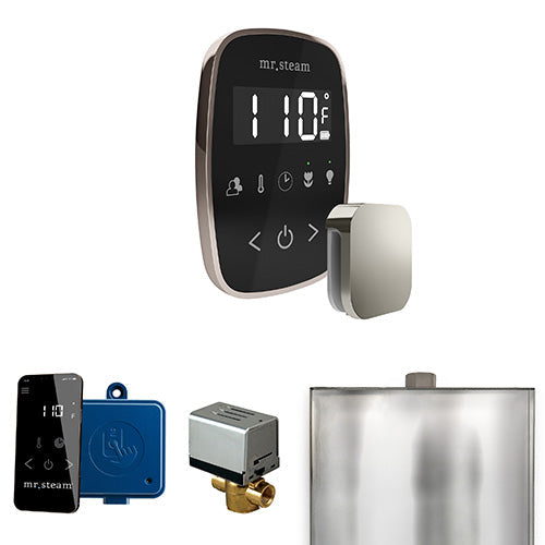 Mr. Steam Polished Nickel / Black Fascia Mr.Steam ButlerFlex Steam Shower Control Package