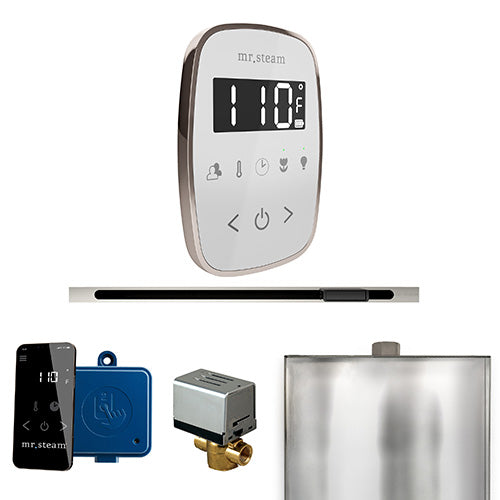 Mr. Steam Polished Nickel / White Fascia Mr.Steam ButlerFlex Linear Steam Shower Control Package