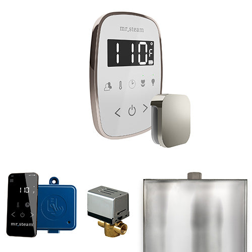 Mr. Steam Polished Nickel / White Fascia Mr.Steam ButlerFlex Steam Shower Control Package