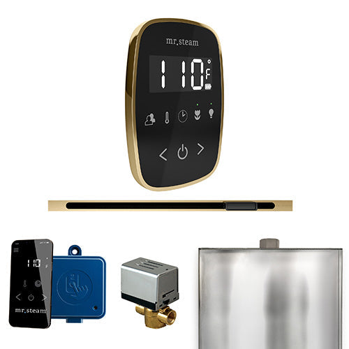 Mr. Steam Satin Brass / Black Fascia Mr.Steam ButlerFlex Linear Steam Shower Control Package