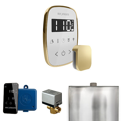 Mr. Steam Satin Brass / White Fascia Mr.Steam ButlerFlex Steam Shower Control Package