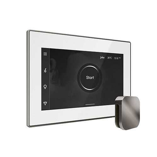 Mr. Steam White Fascia / Brilliant Black Mr. Steam iSteamX Steam Shower Control and Aroma Glass SteamHead