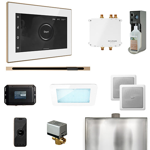 Mr. Steam White Fascia / Brushed Bronze Mr. Steam Bliss Linear Steam Control Package