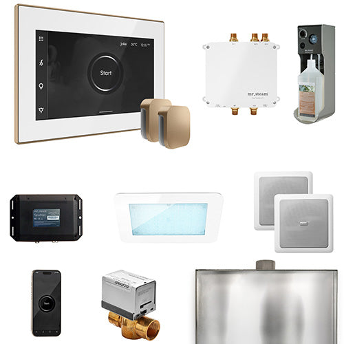 Mr. Steam White Fascia / Brushed Bronze Mr. Steam Bliss MAX Steam Control Package
