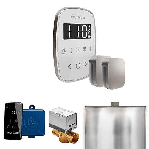 Mr. Steam White Fascia / Brushed Nickel Mr.Steam ButlerFlex Max Steam Shower Control Package