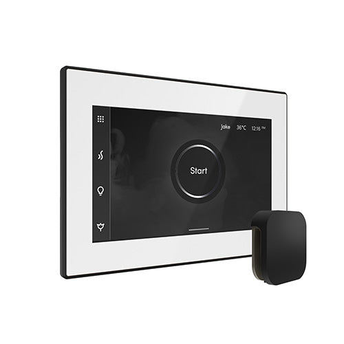 Mr. Steam White Fascia / Matte Black Mr. Steam iSteamX Steam Shower Control and Aroma Glass SteamHead