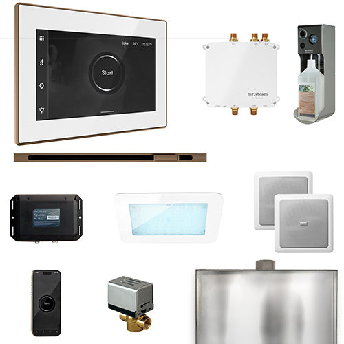 Mr. Steam White Fascia / Nouveau Bronze Mr. Steam Bliss Linear Steam Control Package