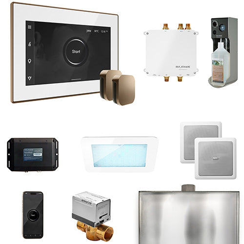 Mr. Steam White Fascia / Nouveau Bronze Mr. Steam Bliss MAX Steam Control Package